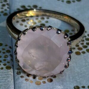 Sterling Silver Gold Plated Rose Quartz Ring